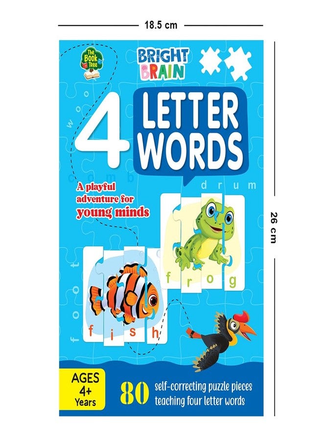 THE BOOK TREE Bright Brain 4 Letter Words Puzzle - Learn to Spell 20 Four Letter Words 80 Pieces- Beautiful Colorful Pictures (Age 4+), Gift Box By Majestic Book Club, for Kid - Image 4