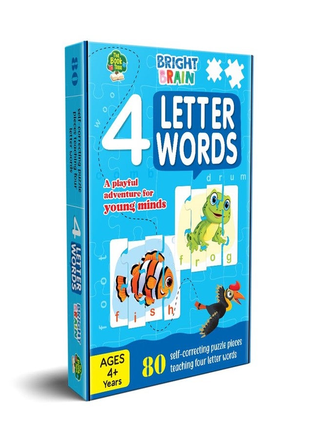 THE BOOK TREE Bright Brain 4 Letter Words Puzzle - Learn to Spell 20 Four Letter Words 80 Pieces- Beautiful Colorful Pictures (Age 4+), Gift Box By Majestic Book Club, for Kid - Image 2
