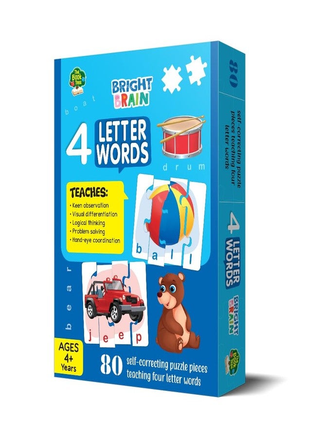 THE BOOK TREE Bright Brain 4 Letter Words Puzzle - Learn to Spell 20 Four Letter Words 80 Pieces- Beautiful Colorful Pictures (Age 4+), Gift Box By Majestic Book Club, for Kid - Image 3