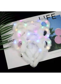 Generic Luminous Rabbit Ears Headband Plush Mickey Headwear Luminous Headband Cat Ears Sweep Code Activity Small Gift-Color:Glow Mickey Headband White  - Image 1