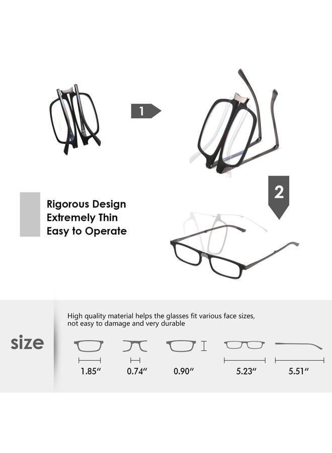 SKYOAK Evolved Folding Reading Glasses For Women Men Blue Light Blocking Anti UV Eyestrain Foldable Portable Compact Readers with Flat Hard Case Pocket Computer glasses 2.75 BLACK - Image 3