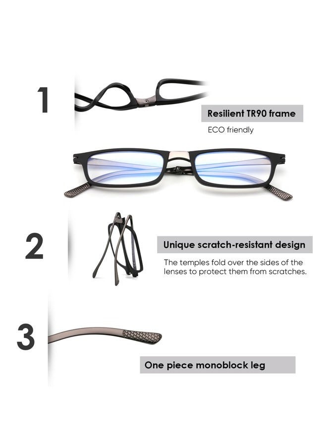 SKYOAK Evolved Folding Reading Glasses For Women Men Blue Light Blocking Anti UV Eyestrain Foldable Portable Compact Readers with Flat Hard Case Pocket Computer glasses 2.75 BLACK - Image 4