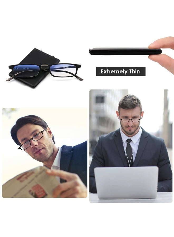SKYOAK Evolved Folding Reading Glasses For Women Men Blue Light Blocking Anti UV Eyestrain Foldable Portable Compact Readers with Flat Hard Case Pocket Computer glasses 2.75 BLACK - Image 2