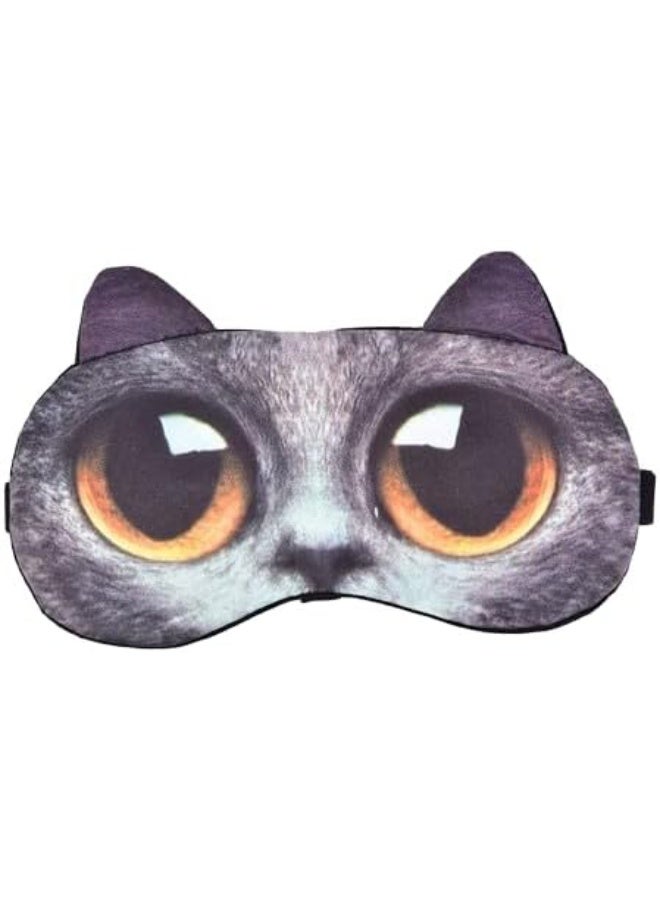 قناع نوم لطيف بتصميم وجه قطة وأذنين بارزتين - مريح وحاجب كامل للضوء للأطفال والكبار - Image 1