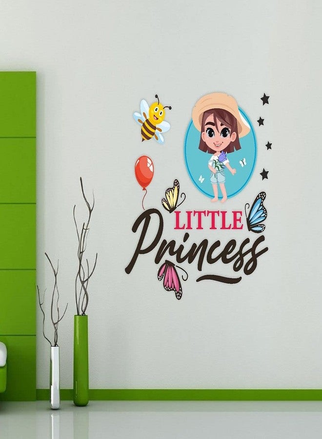 CVANU Cute and Beautiful Cartoon Little Priences Girl Wall Decal Self-Adhesive,Eco-Friendly PVC Vinly Waterproof for Kids Classroom,Bedroom Decoration (90CM X 90CM)_ Multicolor - Image 2