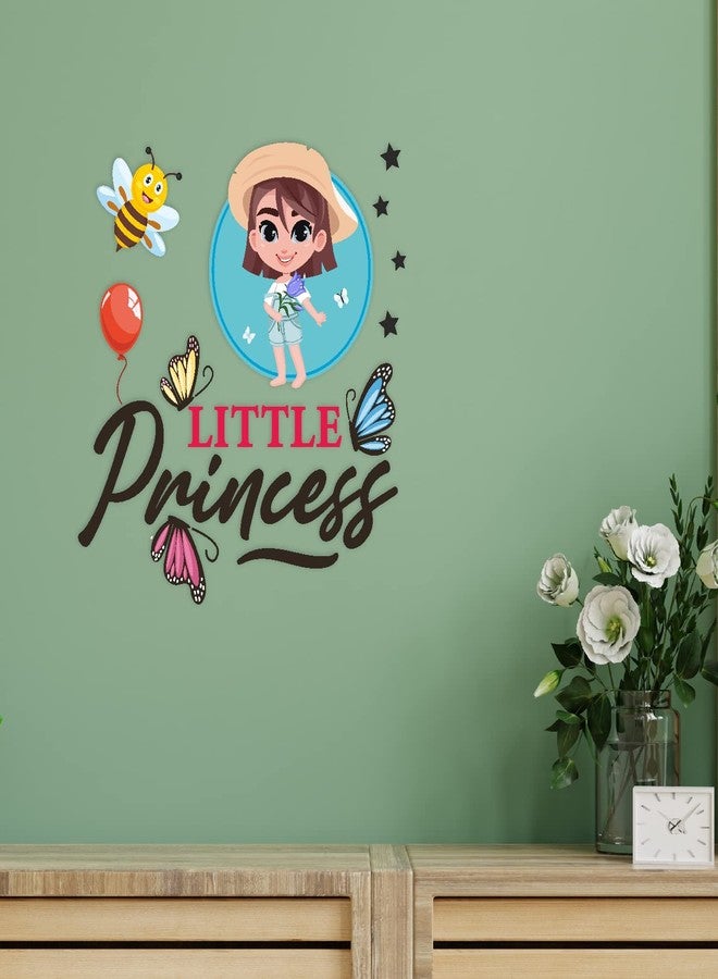 CVANU Cute and Beautiful Cartoon Little Priences Girl Wall Decal Self-Adhesive,Eco-Friendly PVC Vinly Waterproof for Kids Classroom,Bedroom Decoration (90CM X 90CM)_ Multicolor - Image 1
