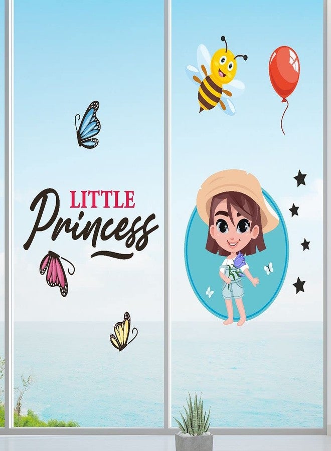 CVANU Cute and Beautiful Cartoon Little Priences Girl Wall Decal Self-Adhesive,Eco-Friendly PVC Vinly Waterproof for Kids Classroom,Bedroom Decoration (90CM X 90CM)_ Multicolor - Image 3