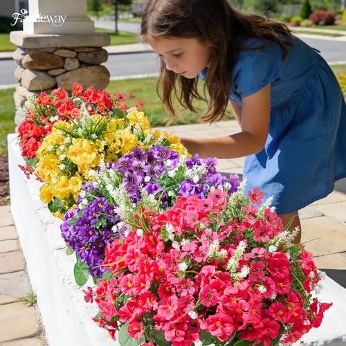 Faylifeway 16 Bundles Artificial Flowers for Outdoors, UV Resistant Silk Faux Flowers for Outside Planters,Garden,Porch,Yard,Home Decor(Mixed Color) - Image 3