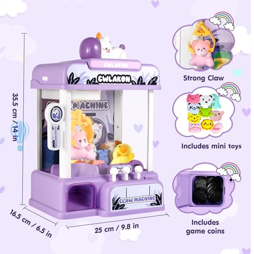 CWLAKON Claw Machine for Kids, Mini Vending Machine Unicorns Toys with Sound for Girls Age 3+, Candy Grabber Prize Dispenser Machine Arcade Games with Mini Plush Toys, Christmas Birthday Gifts - Image 4