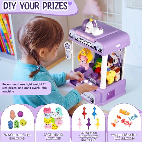CWLAKON Claw Machine for Kids, Mini Vending Machine Unicorns Toys with Sound for Girls Age 3+, Candy Grabber Prize Dispenser Machine Arcade Games with Mini Plush Toys, Christmas Birthday Gifts - Image 5