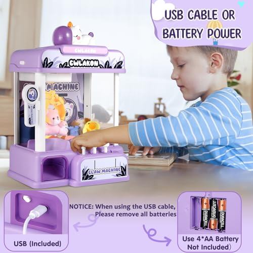 CWLAKON Claw Machine for Kids, Mini Vending Machine Unicorns Toys with Sound for Girls Age 3+, Candy Grabber Prize Dispenser Machine Arcade Games with Mini Plush Toys, Christmas Birthday Gifts - Image 3