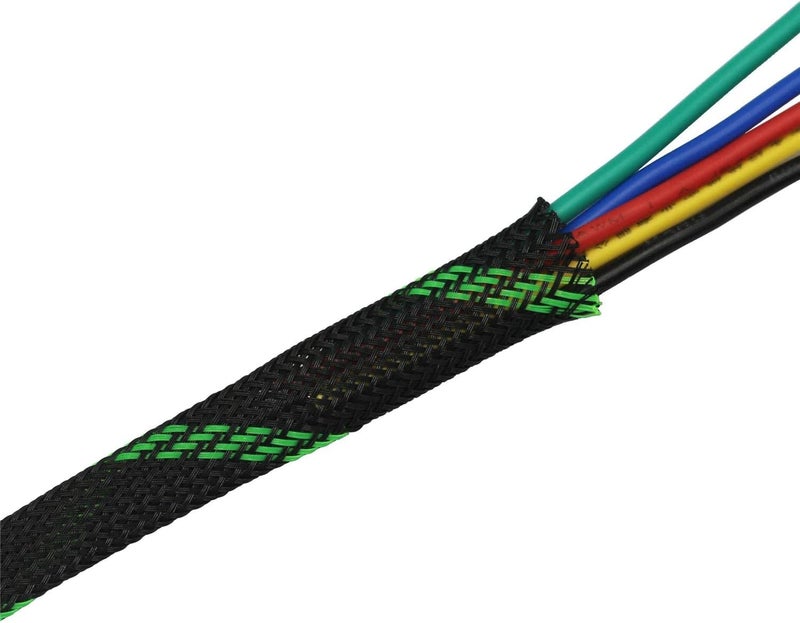 CBAZY 30ft PET Expandable Sleeving Wire Cable Sleeve (1/3", Green&Black) - Image 2