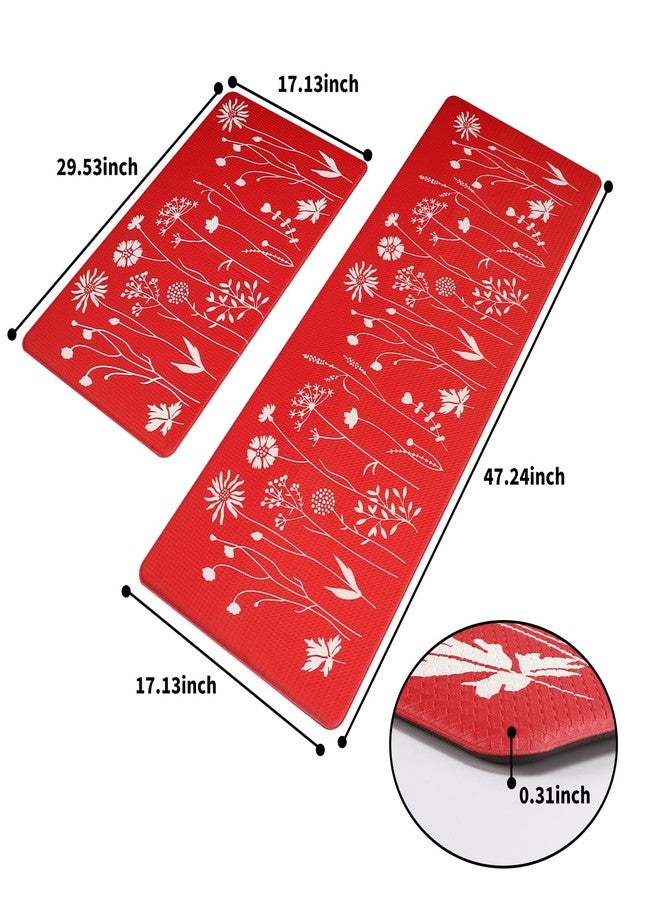 Rempry Kitchen Rug Anti Fatigue, Non Skid Cushioned Comfort Standing Kitchen Mat Waterproof and Oil Proof Floor Runner Mat, Easy to Clean, 17"x59", Red - Image 2