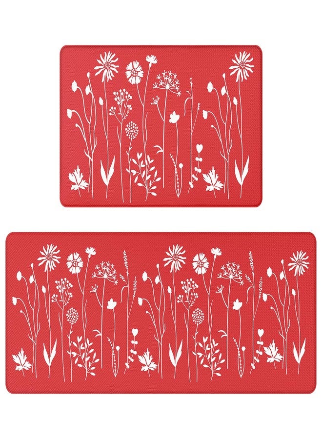 Rempry Kitchen Rug Anti Fatigue, Non Skid Cushioned Comfort Standing Kitchen Mat Waterproof and Oil Proof Floor Runner Mat, Easy to Clean, 17"x59", Red - Image 1