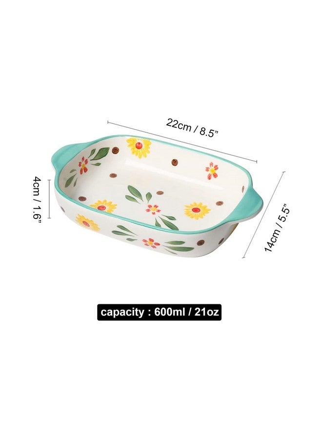 OLWICK أطباق خبز سيراميك مستطيلة OLWICK®، أطباق كسرولة للفرن، صواني لازانيا عميقة مع مقابض للمطبخ، 600 مل، عبوة من 2، أخضر فاتح - Image 3