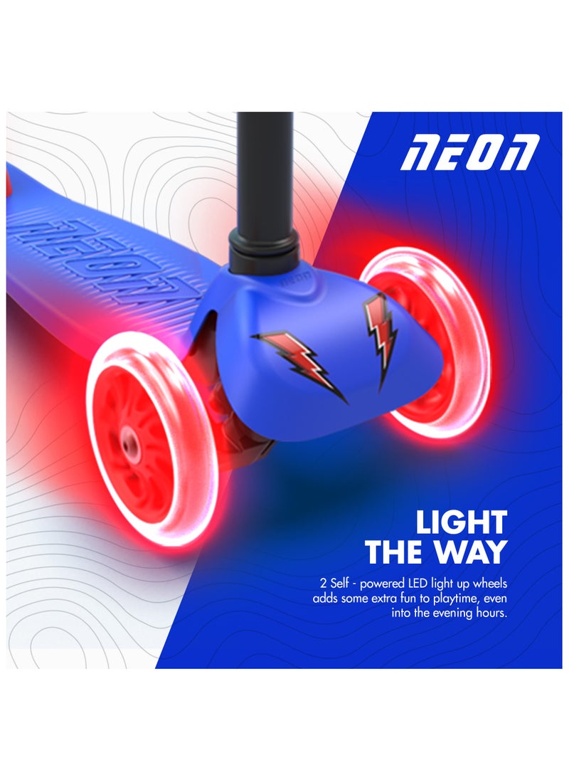 Neon Bolt is The Perfect 3 Wheels Scooter for First-time Riders, Decked Out with Lean-to-Steer Technology and Light-up Wheels (Blue)