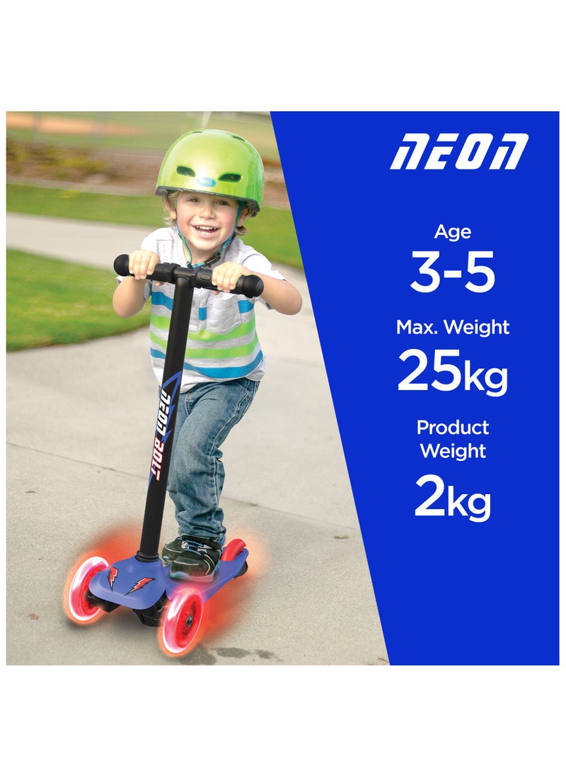 Neon Bolt is The Perfect 3 Wheels Scooter for First-time Riders, Decked Out with Lean-to-Steer Technology and Light-up Wheels (Blue)