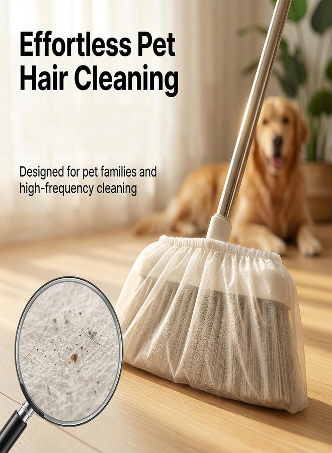 RAINFLOW Disposable Broom Cover Dust Wipes - 100PC Non-Woven Floor Cleaning Covers with Double Elastic Fit for Pet Hair Removal Broom, Sweep Mop, Household Cleaning Tools - Image 2
