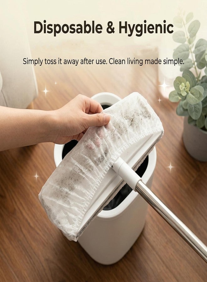 RAINFLOW Disposable Broom Cover Dust Wipes - 100PC Non-Woven Floor Cleaning Covers with Double Elastic Fit for Pet Hair Removal Broom, Sweep Mop, Household Cleaning Tools - Image 4