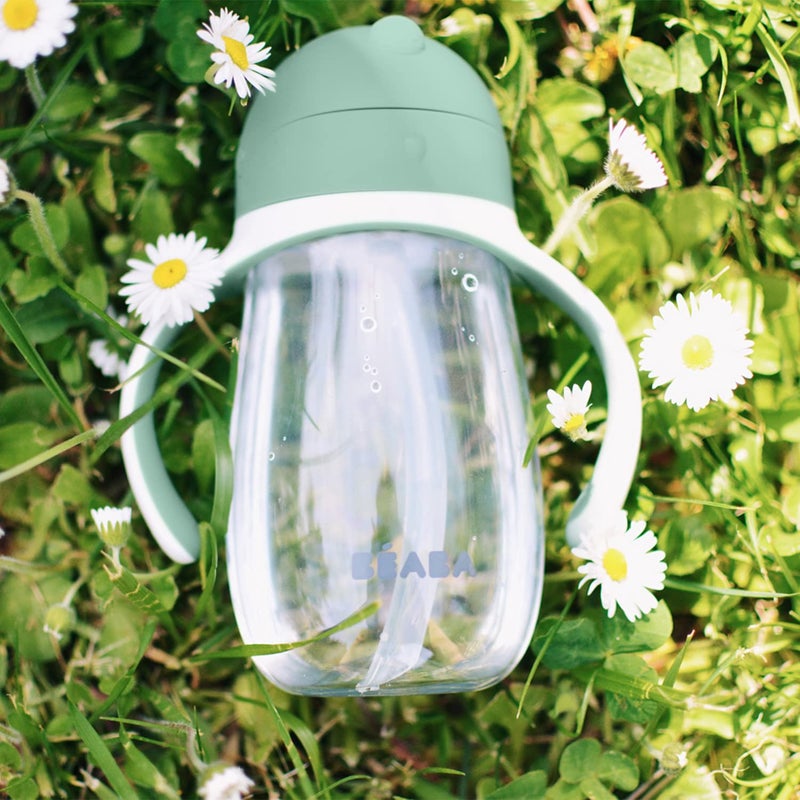 BEABA Straw Sippy Cup, Toddler Baby Straw Cup with Removable Handles, Leak and Spill Proof, BPA Phthalate Free, 8+ months, 10 oz, (Sage) - Image 5