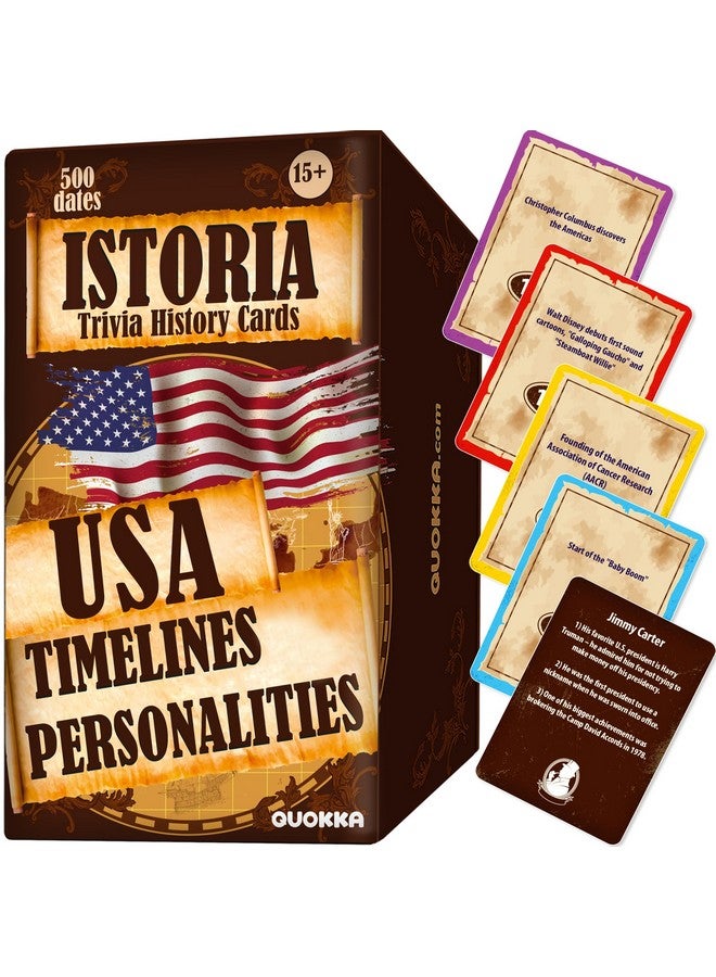 QUOKKA USA History & Personality Card Game - 500 Trivia Cards Double-Sided Deck - Fun Educational Trivia Games for Adults, Family and Friends - Ages 15+ Games for Family Game Night - Image 1