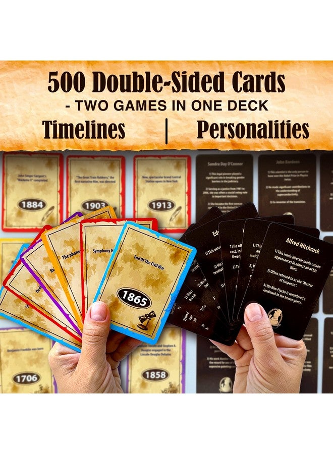 QUOKKA USA History & Personality Card Game - 500 Trivia Cards Double-Sided Deck - Fun Educational Trivia Games for Adults, Family and Friends - Ages 15+ Games for Family Game Night - Image 2