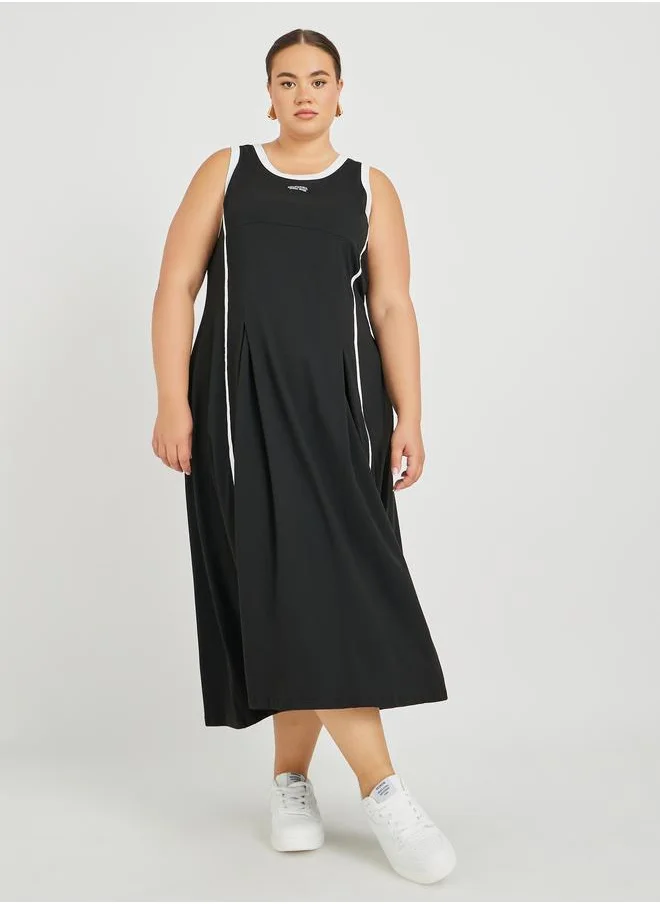 Styli Styli Plus Size Sleeveless Round Neck Midi Dress