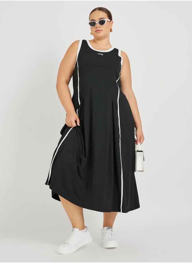 Styli Styli Plus Size Sleeveless Round Neck Midi Dress