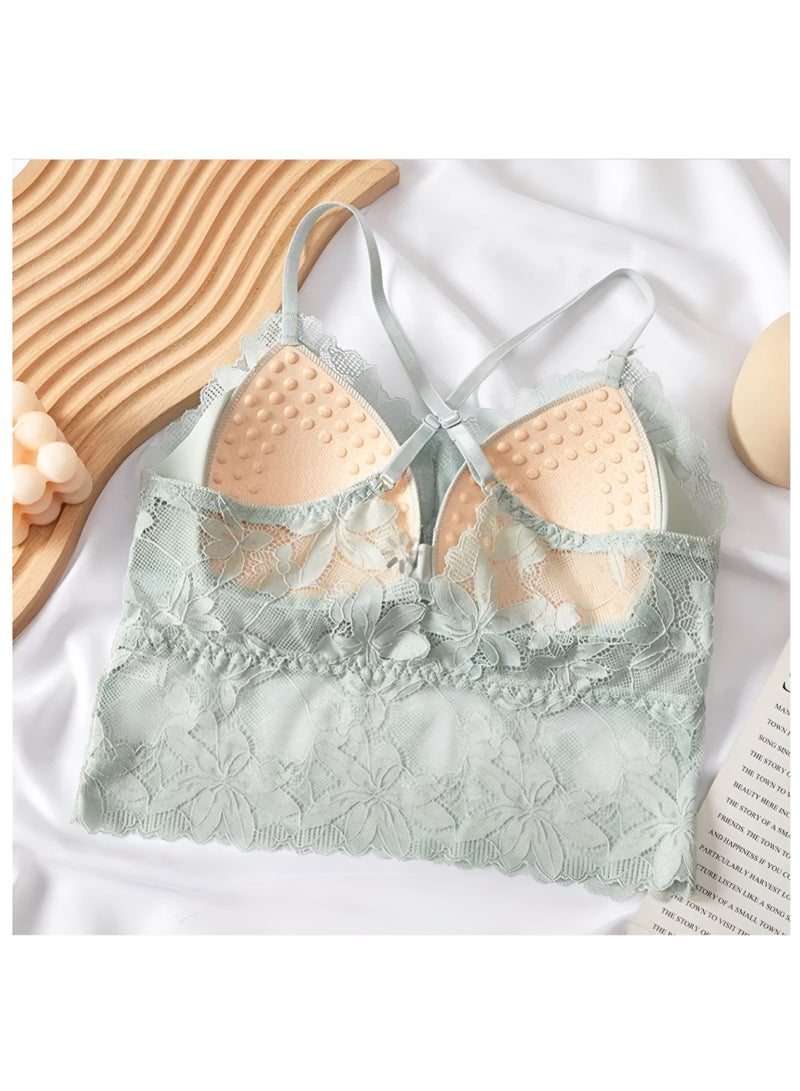 2-Pieces Women Cross Back Lace Bra  - Image 2