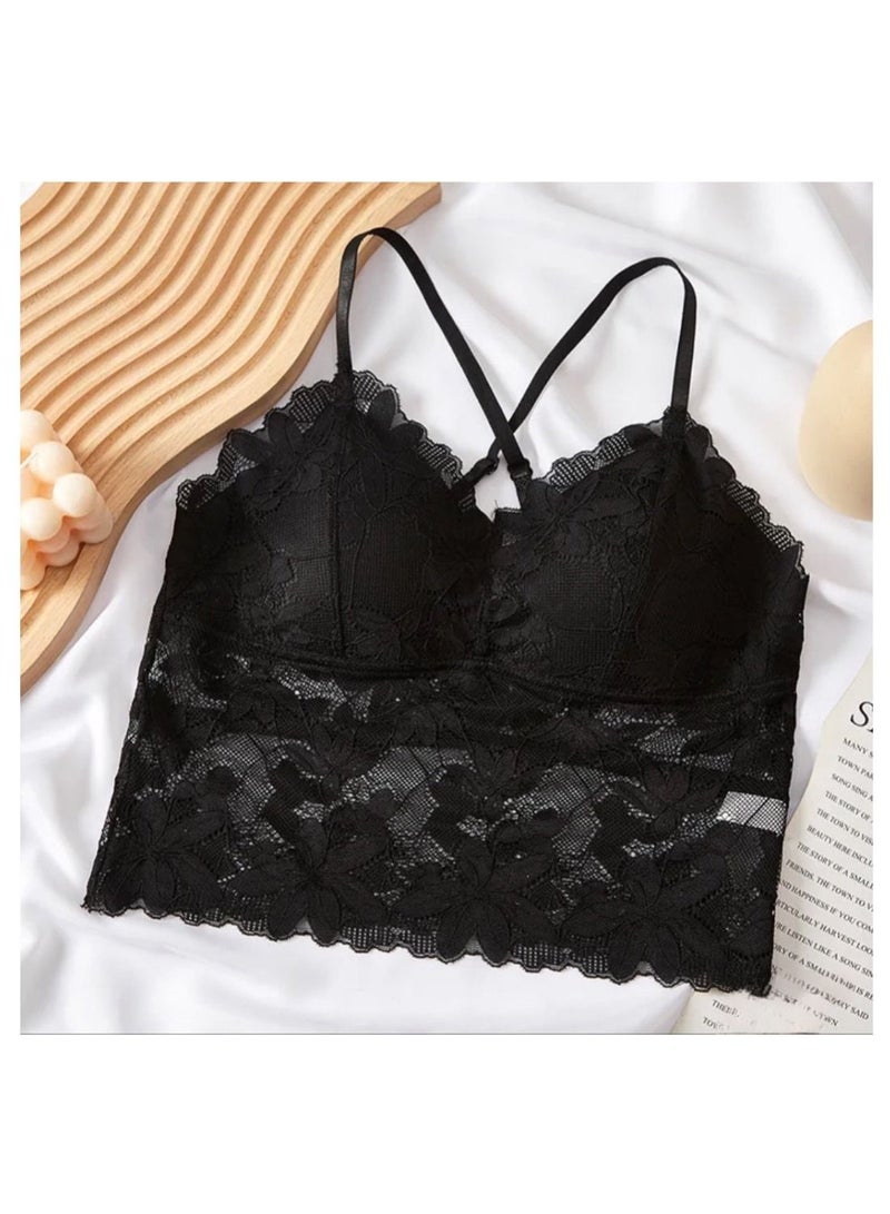 2-Pieces Women Cross Back Lace Bra  - Image 3