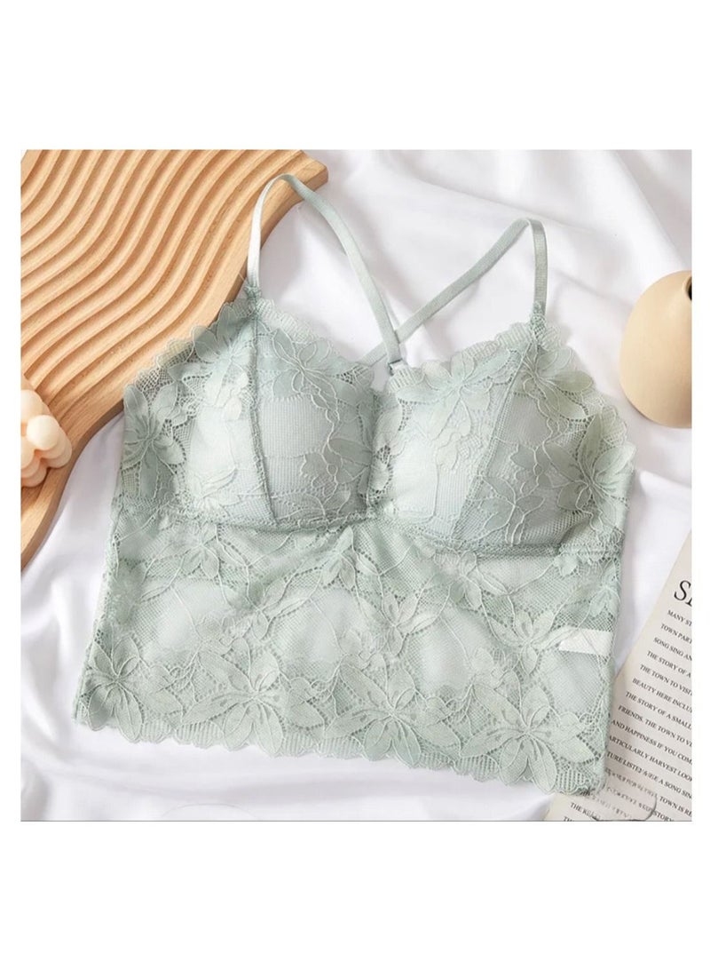 2-Pieces Women Cross Back Lace Bra  - Image 4