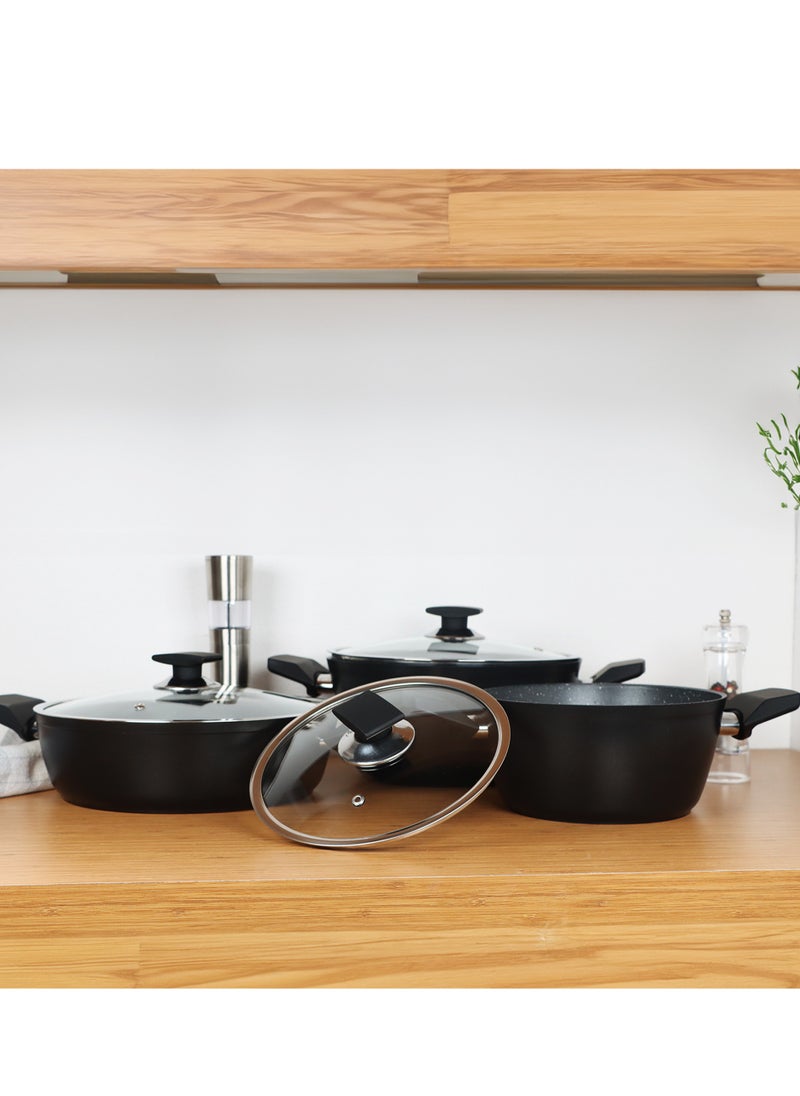 Serenk Serenk Excellence Non Stick Pots and Pans Set, 7 Pieces Granite Cookware Set with Induction Base, Non Toxic Deep and Flat Pots, Dishwasher Safe, PFOA Free, 7.8” - 9.4” - 10.2” - 10.2”  - Image 3