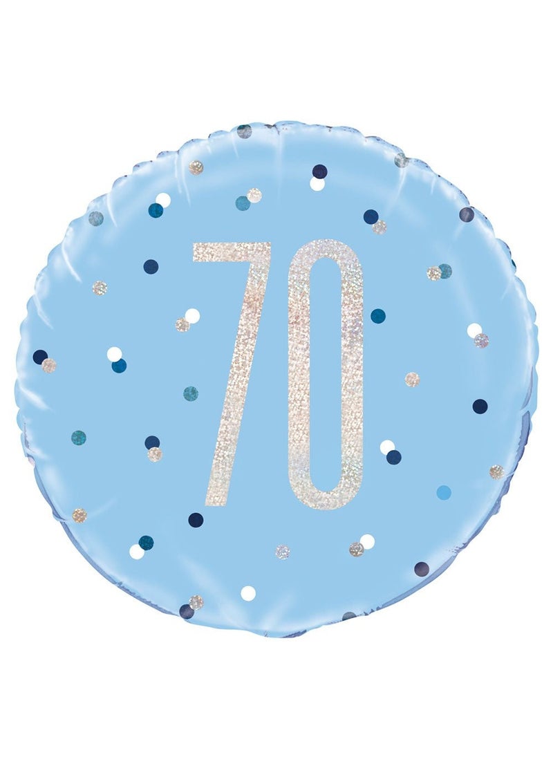 يونيك بالون ذكرى مرور 70 عامًا على عيد الميلاد، أزرق، من رقائق الفضة، 45 سم