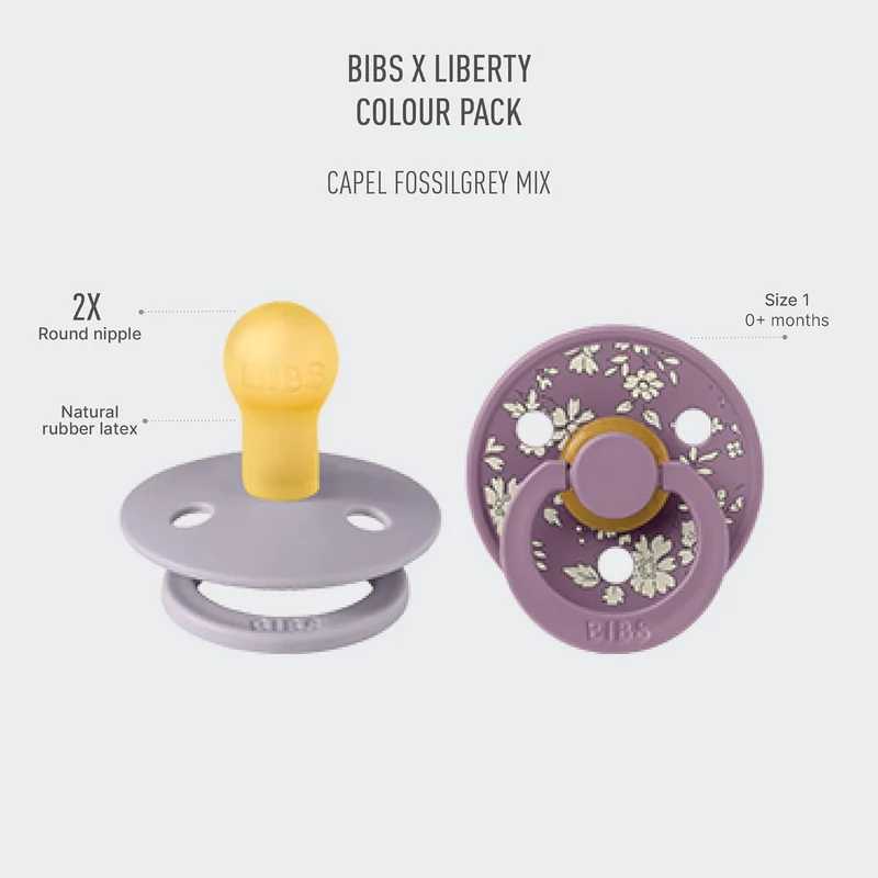 BIBS BIBS x Liberty 2 Pack Colour Pacifier - Fossil Grey Mix