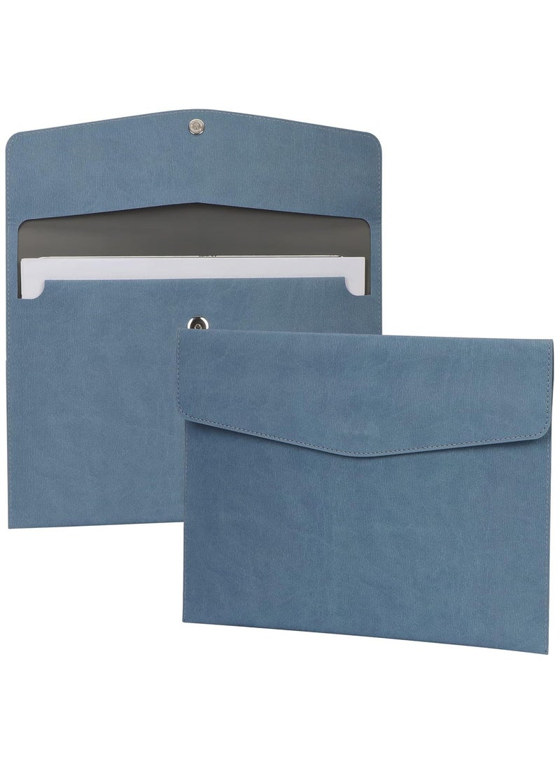 File Folder, PU Leather A4 Document Holder File Organizer Filing Envelope Portfolio Case Tablet Sleeve with Magnetic Snap Closure for Home School Office Stationery (Blue) - Image 1