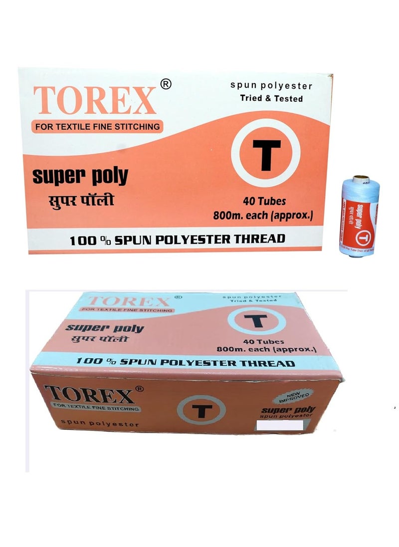 Torex TOREX� 2 PLY 800 Meter Sewing Thread Pack of 40 Spools Multi Color Polyester Sewing Threads Stitching Thread (40 Dark & Light Basic Fast Colour Thread Set VIP)  - Image 2
