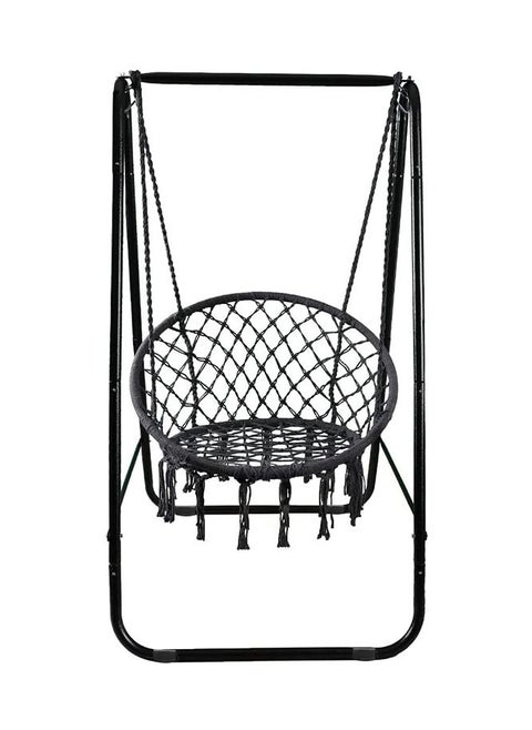 Strength Hammock Chair Macrame Hammock Included Heavy Duty Stand Max330Lbs (Grey)