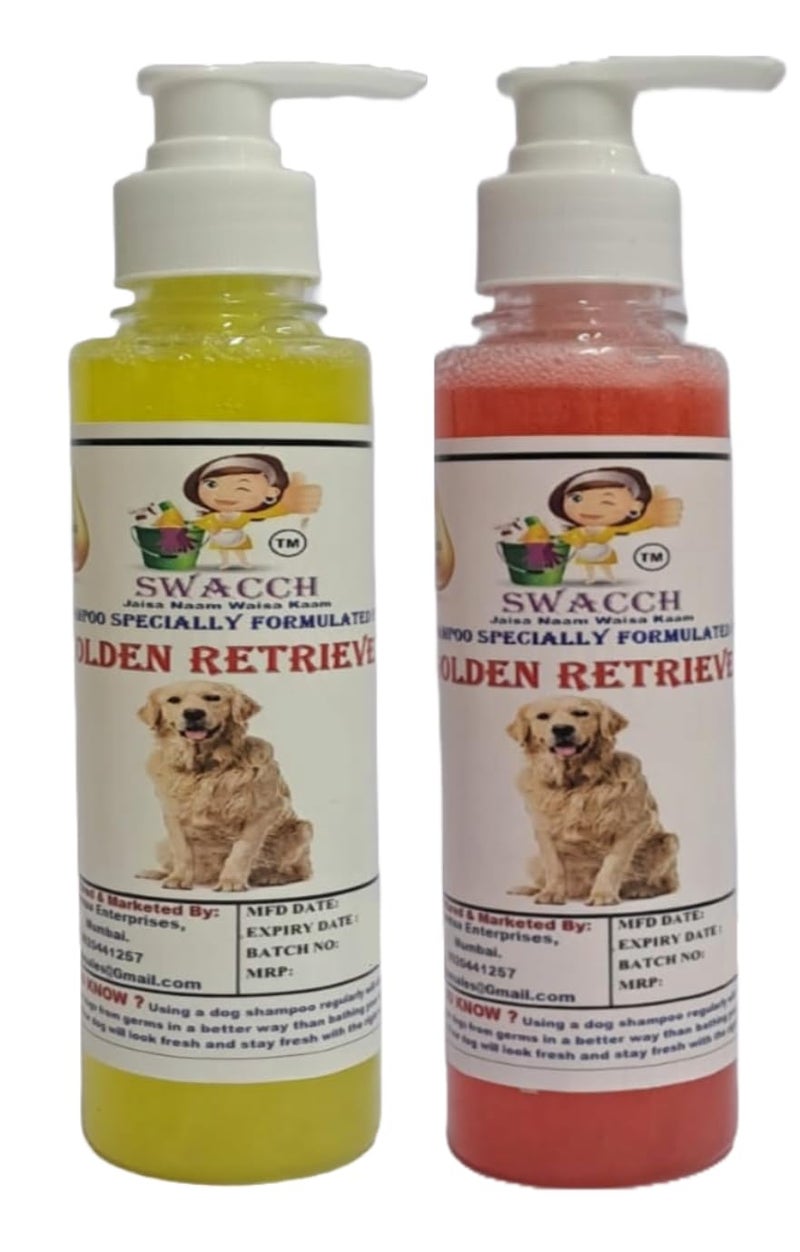 SWACCH Premium Shampoo for Golden Retriever 200MLCombo Pack of 2 Lemon Strawberry - Image 1