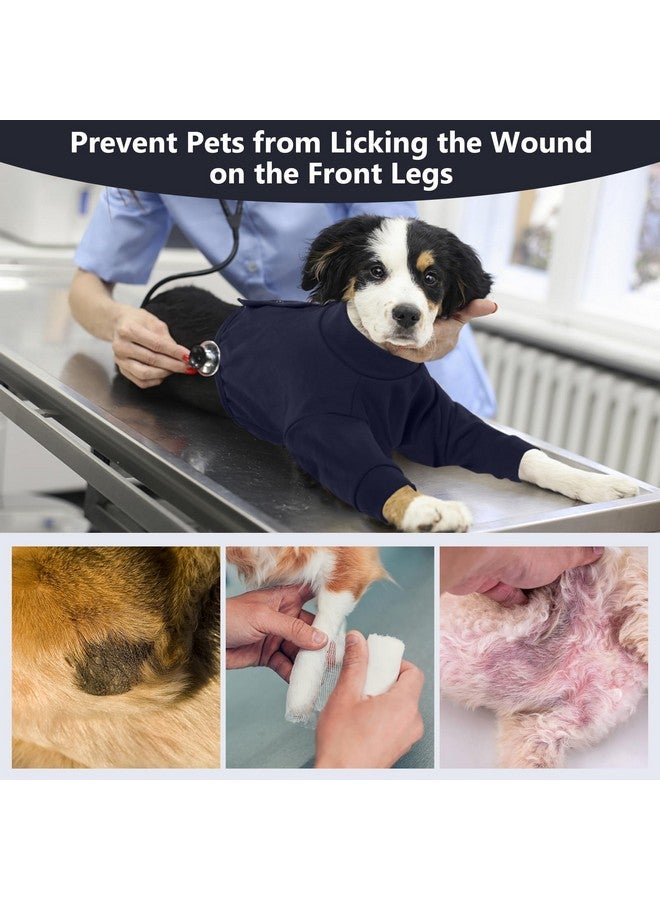 IDOMIK Dog Recovery Sleeve, Dog Surgery Recovery Suit Front Legs, Comfy Joint Leg Sleeves After Surgery, Elbow Braces Protector for Leg Injuries & Joint Pain, Cone Collar Alternatives,Navy,3XL - Image 5