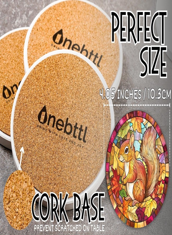 Onebttl Squirrel Gifts for Women, Squirrel Gifts for Sqirrel Lover Merch Coaster, Set of 6, Ceramic, Absorbent with Cork Base - Image 5
