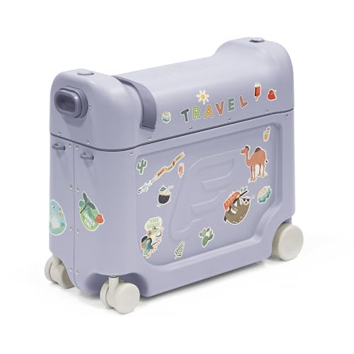 Stokke JetKids BedBox, Arctic Blue - Ride-On Suitcase for Kids 2-7 Years Old (up to 77 lbs) - Transforms Into Bed - Includes Mattress, Decorative Stickers & Adjustable Carrying Strap - Image 1