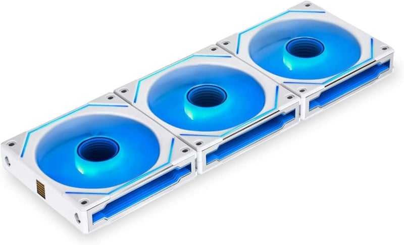 مروحة Lian Li UNI Fan SL-Infinity 120 - حزمة ثلاثية (ريشة عكسية) مروحة ARGB - تصميم سلسلة ديزي - مرآة اللانهاية - إدارة الكابلات - تأثيرات إضاءة قابلة للتخصيص مع وحدة التحكم - أبيض (12RSLIN3W)