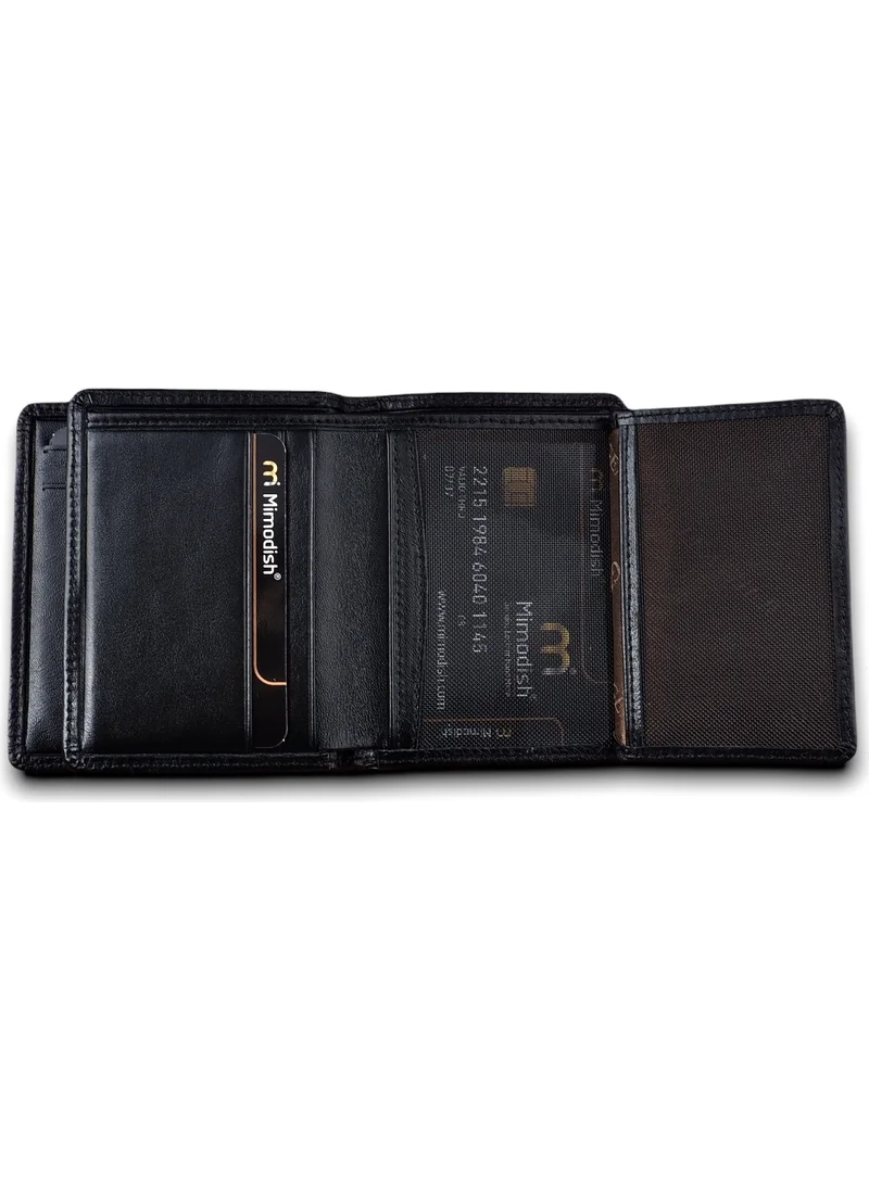 Mimodish 1109 Leather Vertical Black Luxury Men's Wallet