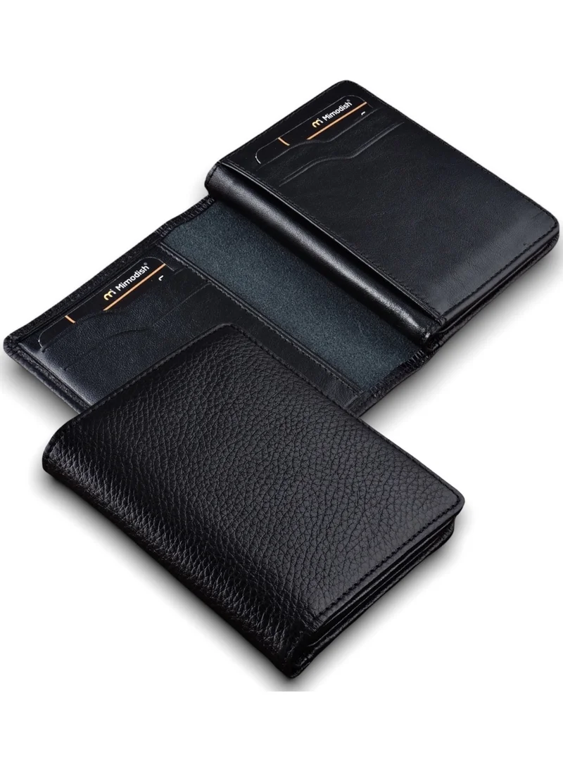 Mimodish 1109 Leather Vertical Black Luxury Men's Wallet