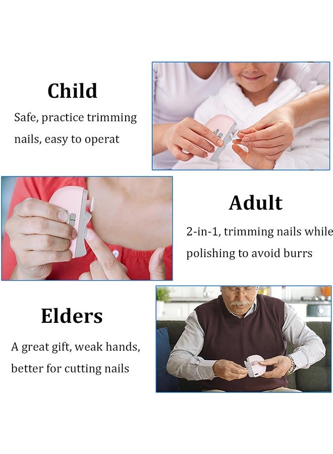 JCB CHIC Automatic Nail Clipper Electric Nail Trimmer Polisher 2 in 1 Portable Fingernail Cutter with Light 2 Speeds File Nail Clip Storage Rechargeable Safety Trimmer for Baby Kids Adults Seniors - Image 5