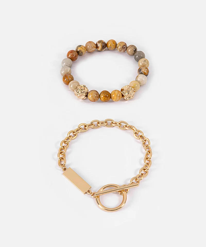 Ipekyol Mixed Stone Chain Bracelet Set