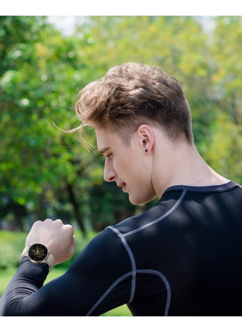 GRABIT - G-GLITZ Smartwatch AMOLED Display & Alexa features a 1.32” Super AMOLED display, Bluetooth calling, and Alexa voice assistant for hands-free use. With 110+ sport modes, heart rate monitoring, and women’s health tracking, it’s built for fitness and lifestyle. A 300mAh battery offers 35-day standby, and the IP68 aluminum alloy body ensures durability. Compatible with iPhone, Samsung, OnePlus, Xiaomi, Huawei, Google Pixel, and more. - Image 1