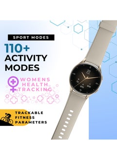 GRABIT G-GLITZ Smartwatch AMOLED Display & Alexa features a 1.32” Super AMOLED display, Bluetooth calling, and Alexa voice assistant for hands-free use. With 110+ sport modes, heart rate monitoring, and women’s health tracking, it’s built for fitness and lifestyle. A 300mAh battery offers 35-day standby, and the IP68 aluminum alloy body ensures durability. Compatible with iPhone, Samsung, OnePlus, Xiaomi, Huawei, Google Pixel, and more.  - Image 3