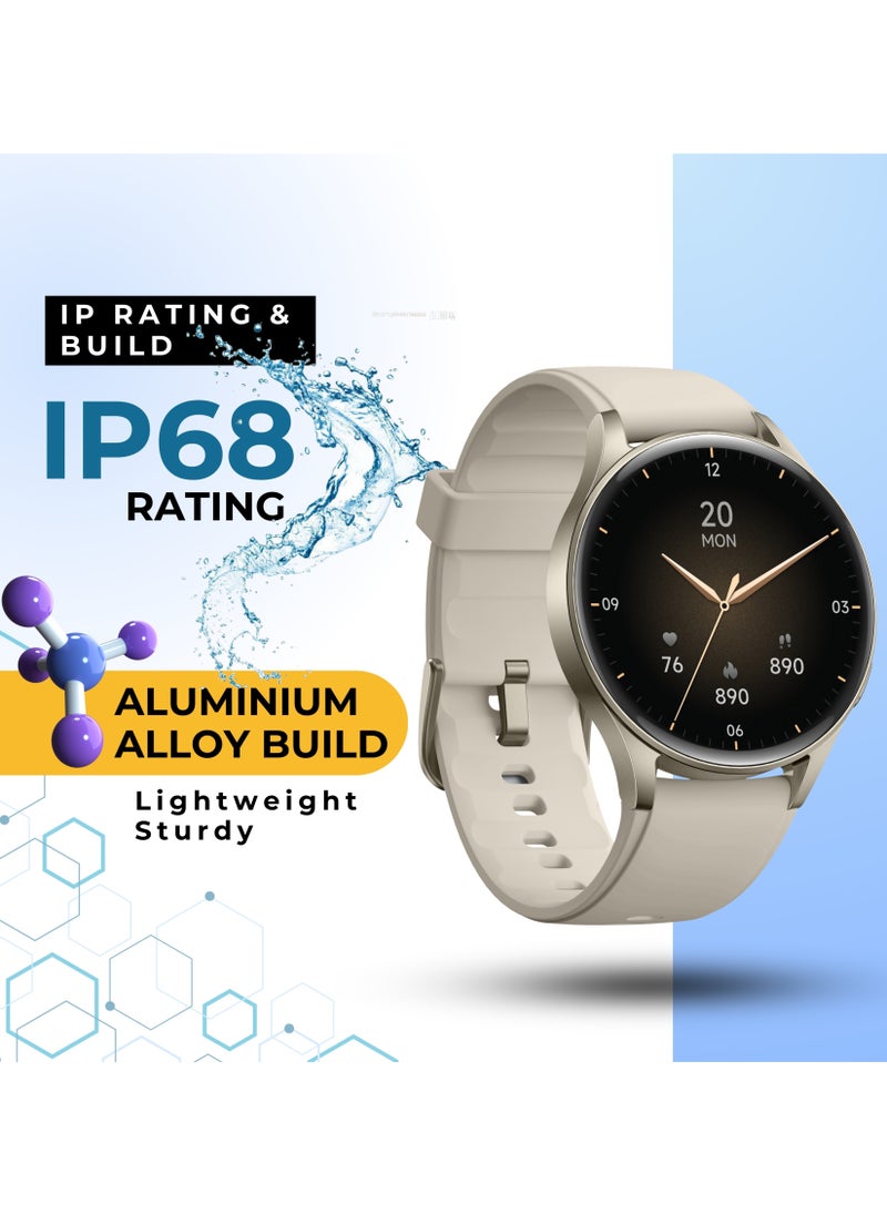 GRABIT - G-GLITZ Smartwatch AMOLED Display & Alexa features a 1.32” Super AMOLED display, Bluetooth calling, and Alexa voice assistant for hands-free use. With 110+ sport modes, heart rate monitoring, and women’s health tracking, it’s built for fitness and lifestyle. A 300mAh battery offers 35-day standby, and the IP68 aluminum alloy body ensures durability. Compatible with iPhone, Samsung, OnePlus, Xiaomi, Huawei, Google Pixel, and more. - Image 1