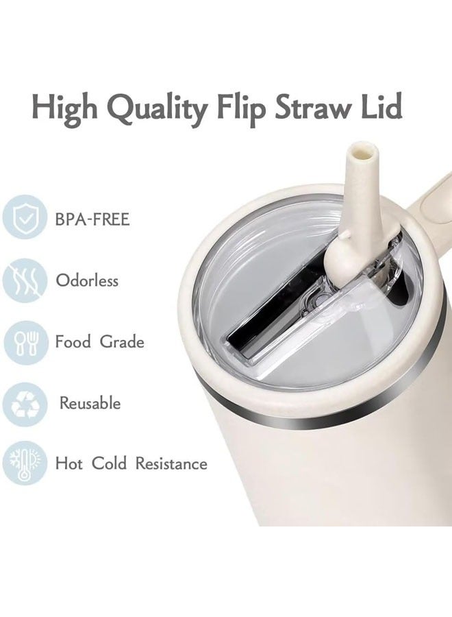 rocooart 2 Packs of 40 oz Glass Flap Straw Cover Replace Spill-Proof Glass Glass Cover Cover, Reusable Glass, White  - Image 3